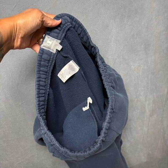 Champion Medium Navy Blue Sweatpants Reverse Weave Fleece Joggers Logo Athletic - Picture 10 of 15